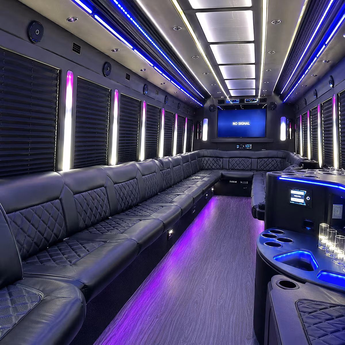 Kansas City Birthday, Sweet 16, & Quinceañera Transportation party bus interior